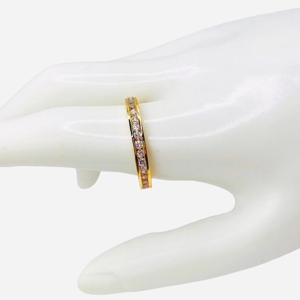 Premier Designs Minimalist Gold Rhinestone Thumb Band Ring Size 10.5